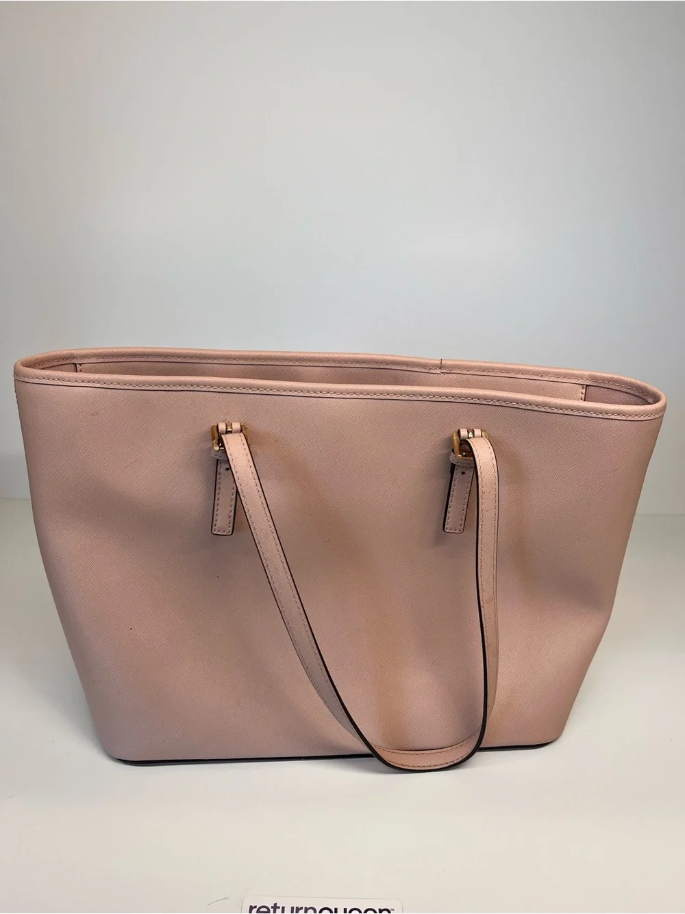 Michael Kors Pink Leather Tote with Gold MK Charm